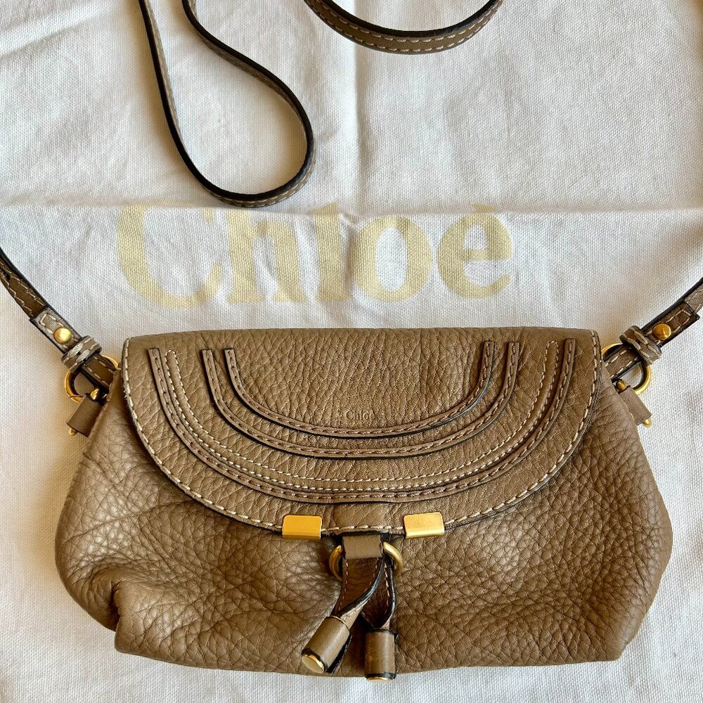 Chloe Marcie Pochette Crossbody Bag in Tan/Beige